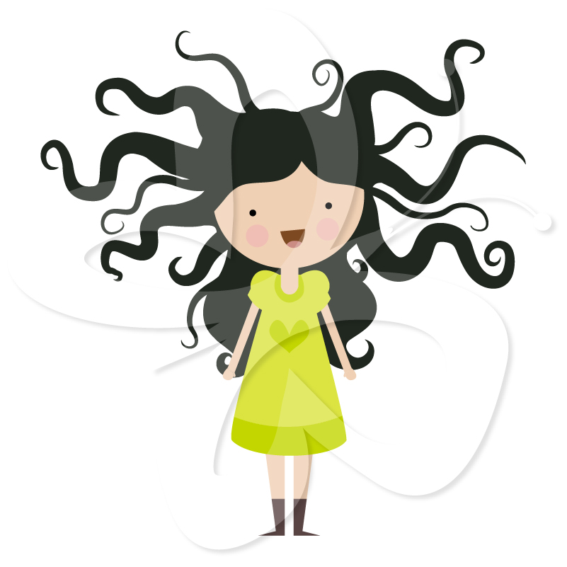 Wild Hair Clipart. Crazy Hair Art.