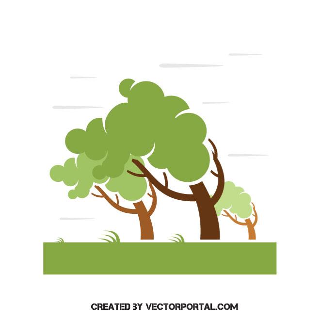 Wind blowing trees vector image.