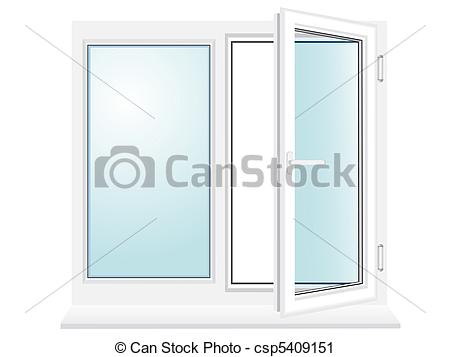 Clipart of open plastic glass window illustration.