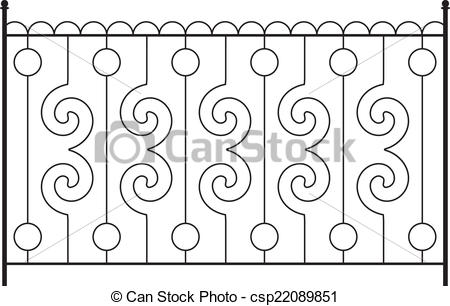 Clipart Vector of Wrought Iron Gate, Door, Fence, Window, Grill.