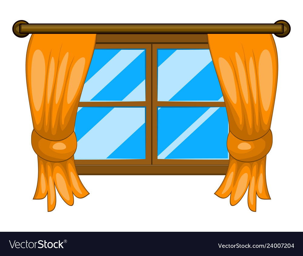 Cartoon window with curtains symbol icon design.