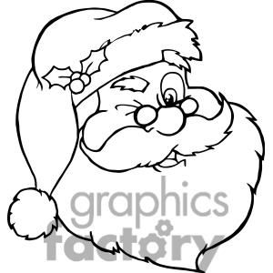 Santa Claus Winking outline clipart. Royalty.