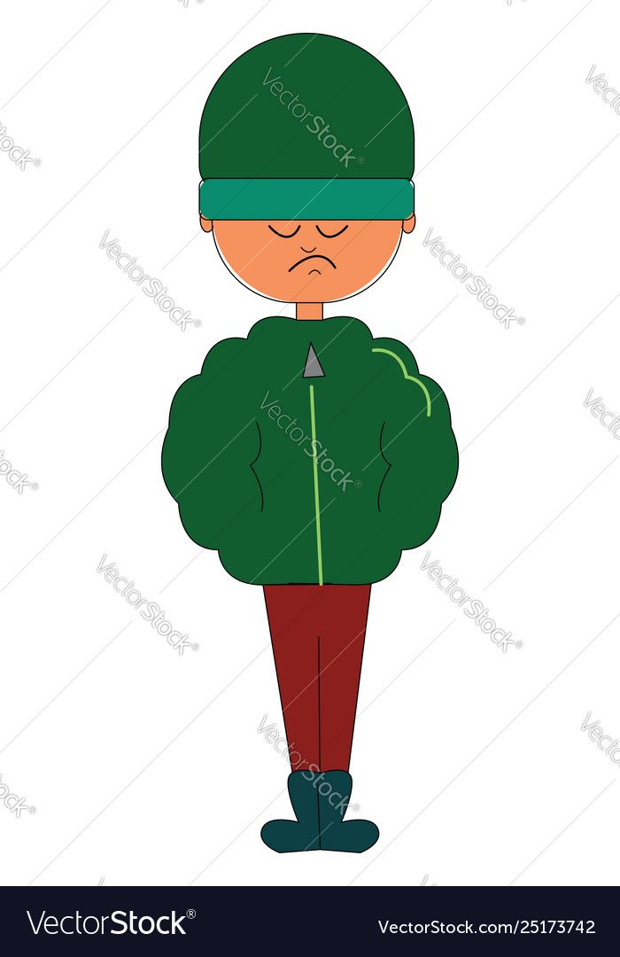 Clipart a man standing in his winter clothes.