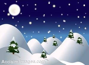 Winter night scenes clipart.