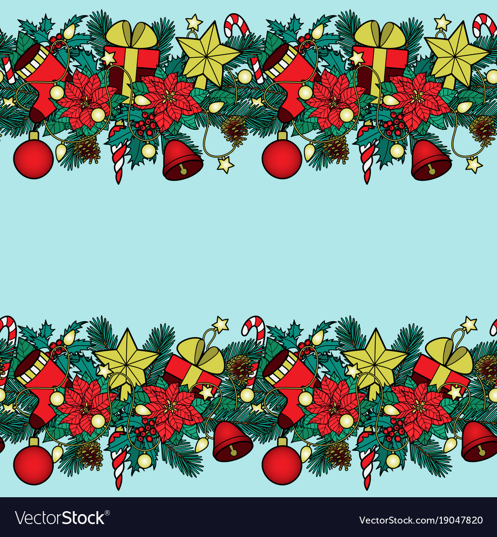 Winter holiday seamless double border.