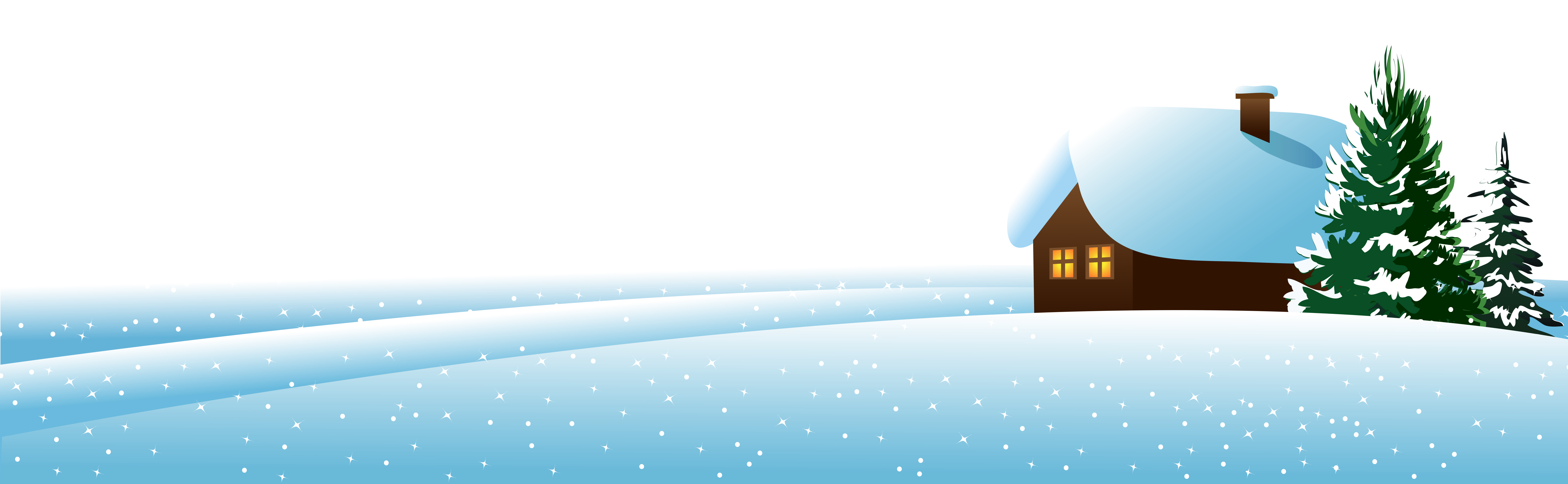 Winter House and Тrees Ground PNG Clipart Image.