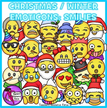 Christmas / Winter Emoji Clip Art: Smiley Faces Emoticons Clipart.