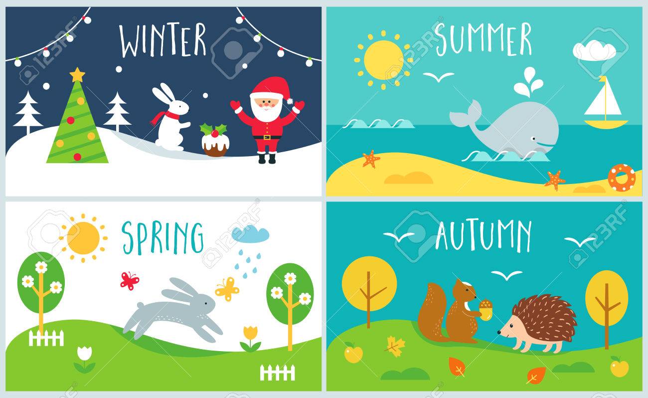 Winter And Summer Clipart.