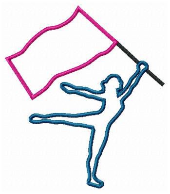 Colorguard clipart silhouette flag.