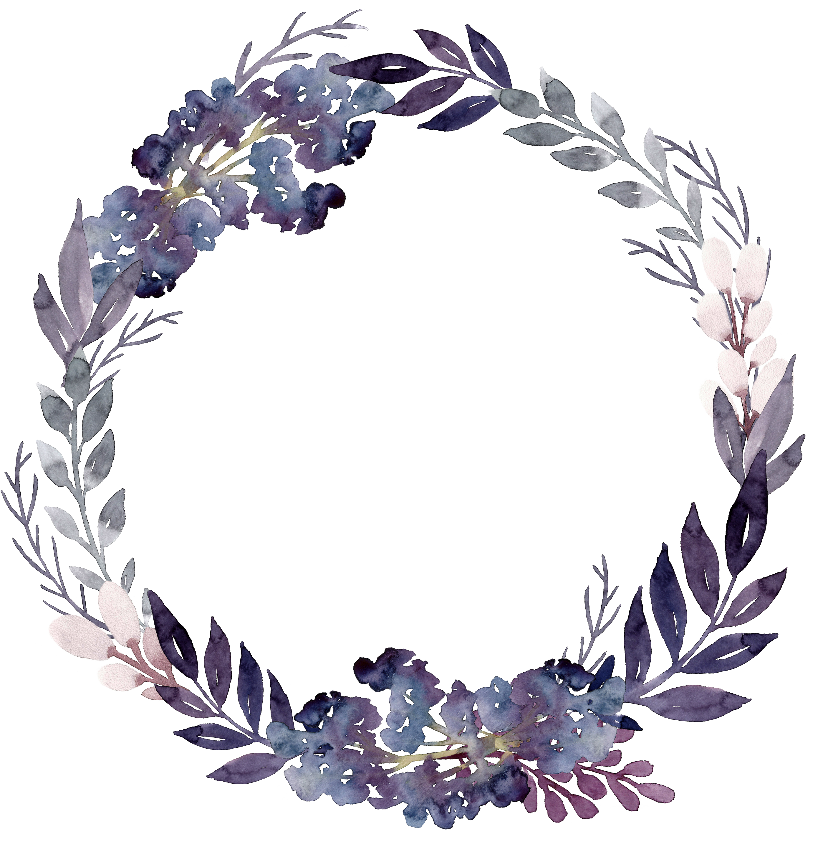 Flower Wreath Leaf Purple.