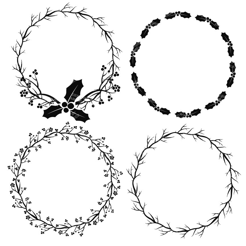 Free Flower Wreath Clipart Black And White, Download Free.