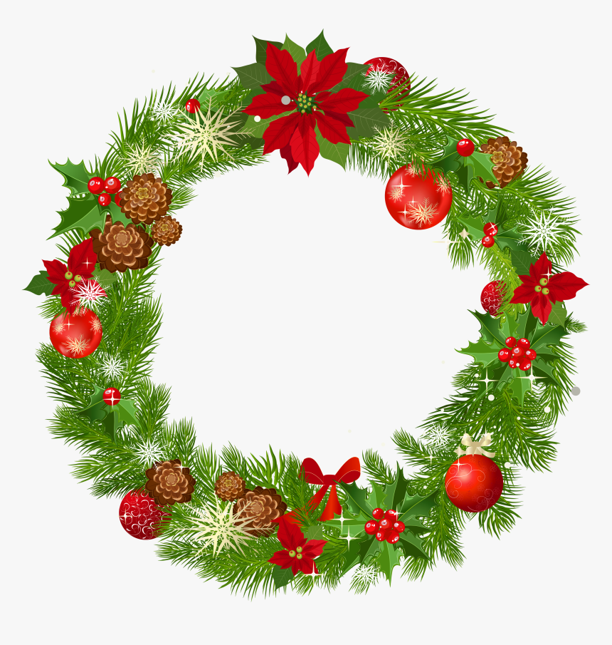 Holly Vertical Swag Wreath Clipart.