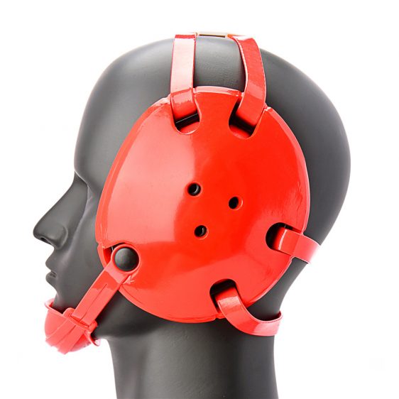 Geyi Red Wrestling Headgear with chin cup.