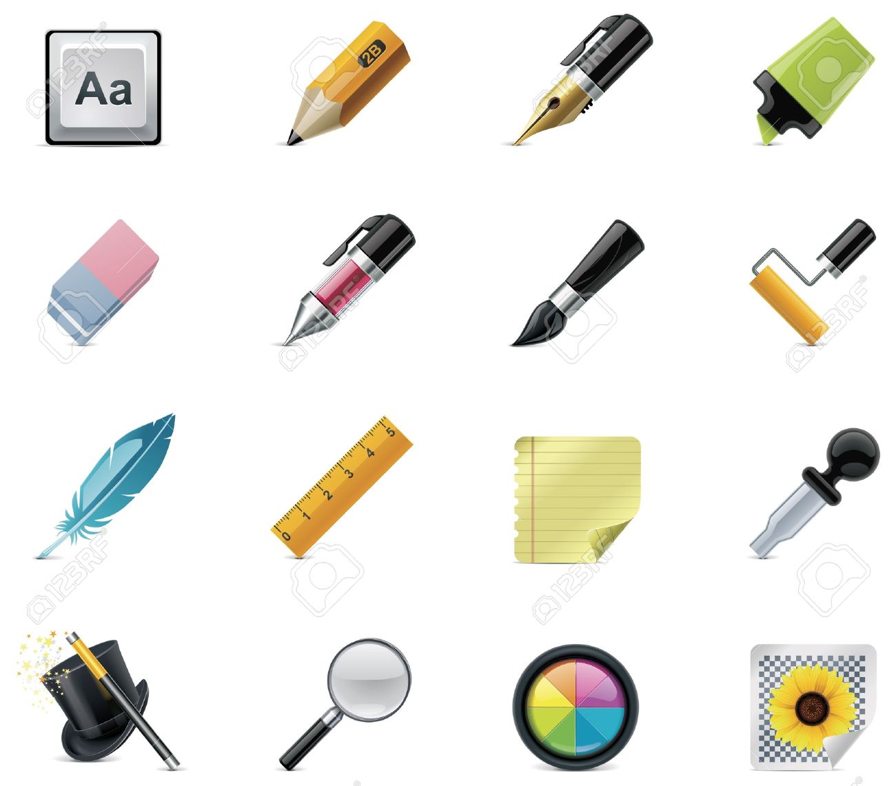 Drawing And Writing Tools Icon Set Royalty Free Cliparts, Vectors.