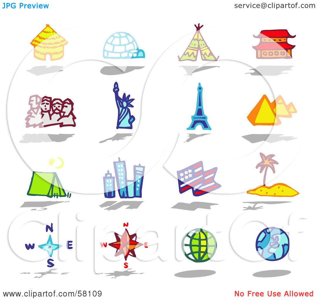 World tourist places clipart.