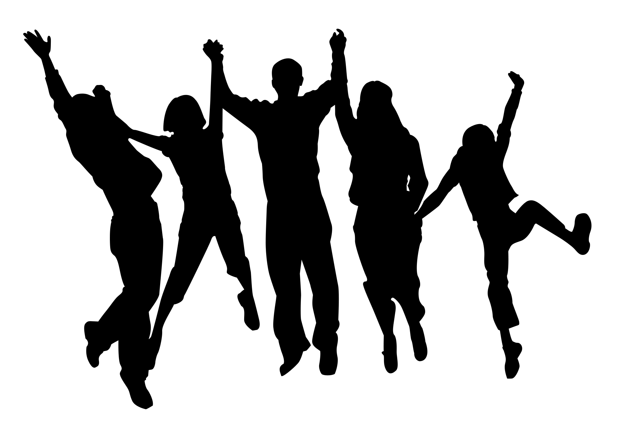 Group of happy towns people clipart.