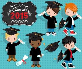 Kit Imprimible Graduacion Clipart Niño Toga Birrete Imagenes.