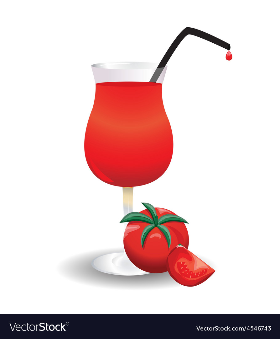 Tomato and a glass of tomato juice.