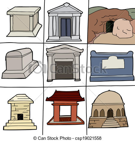 Clipart Vector of Various Tombs.