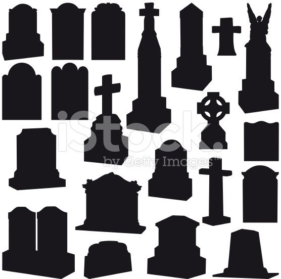 Headstone and gravestones silhouettes, for any kind of.