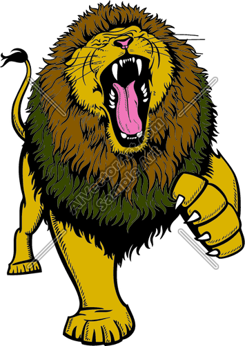 Cartoon roaring lion clipart.