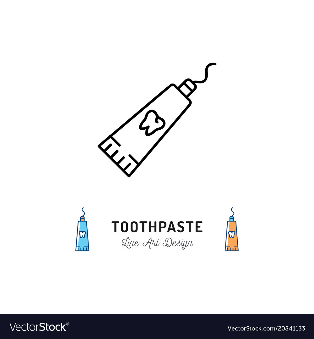 Toothpaste tube line icon dental hygiene logo.