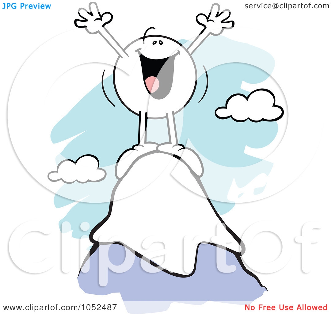 Happy At The Top Of A Mountain Clipart.