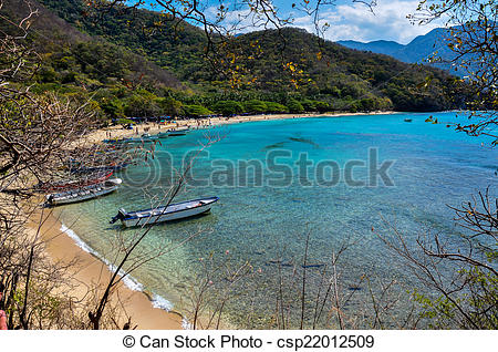 Stock Photography of Crystal Beach at Tayrona National Park.