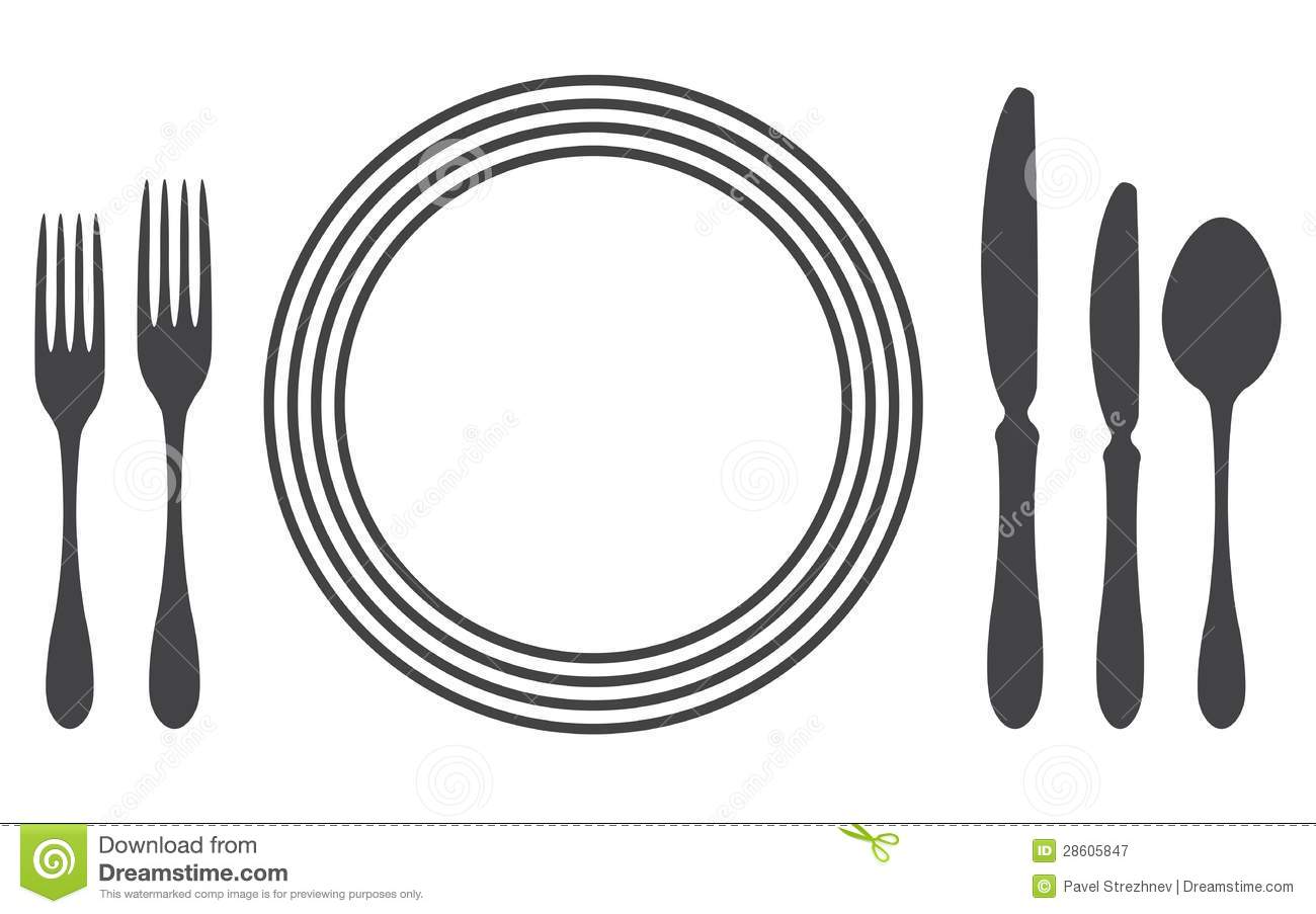 Dinner table setting clipart vector.