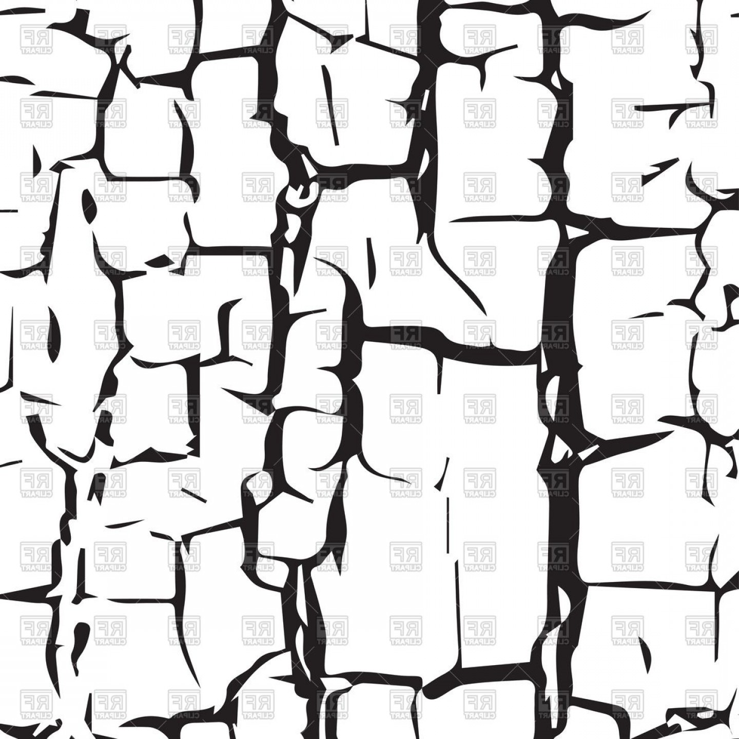 Cracked Desert Texture On White Background Vector Clipart.