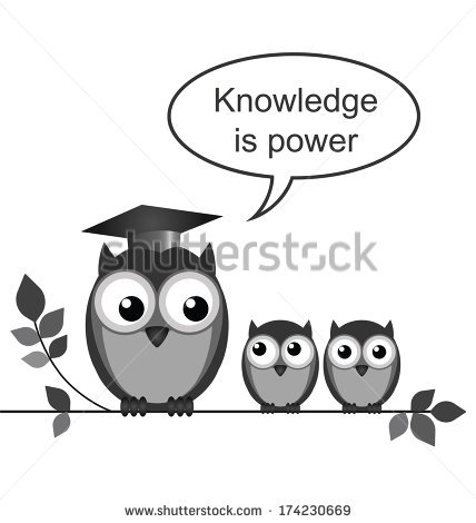 Owl Teacher Knowledge Power Message Isolated Stock Illustration.