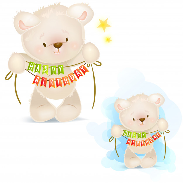 Clip art illustrations of teddy bear wishes you a happy.