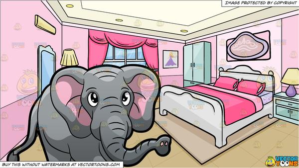 An Elephant Walking Around At The Zoo and A Bedroom Of A Teenage Girl  Background.