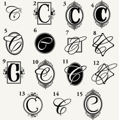 Monogram, Initial Letter C, Letter Clip Art, Letter Decal.