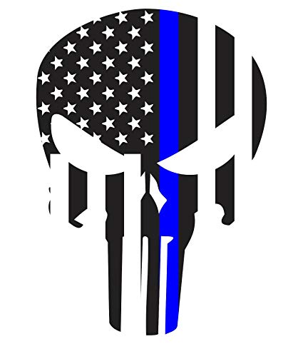 Amazon.com: Morale Tags Thin Blue Line Punisher 5.5 x 3.9.