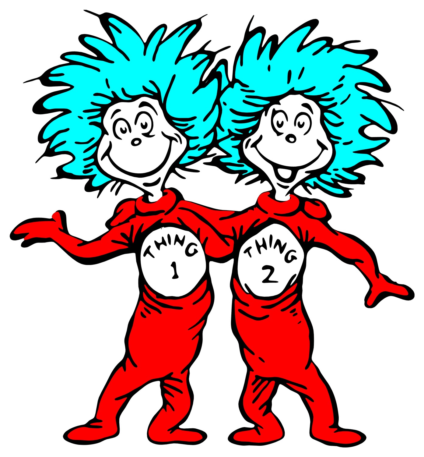 Thing 1 And Thing 2 Black And White Clipart.