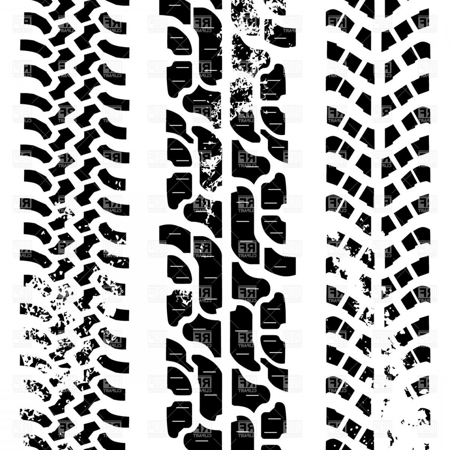 Shabby Tyre Treads Traces Of Three Different Off Road Tyres.