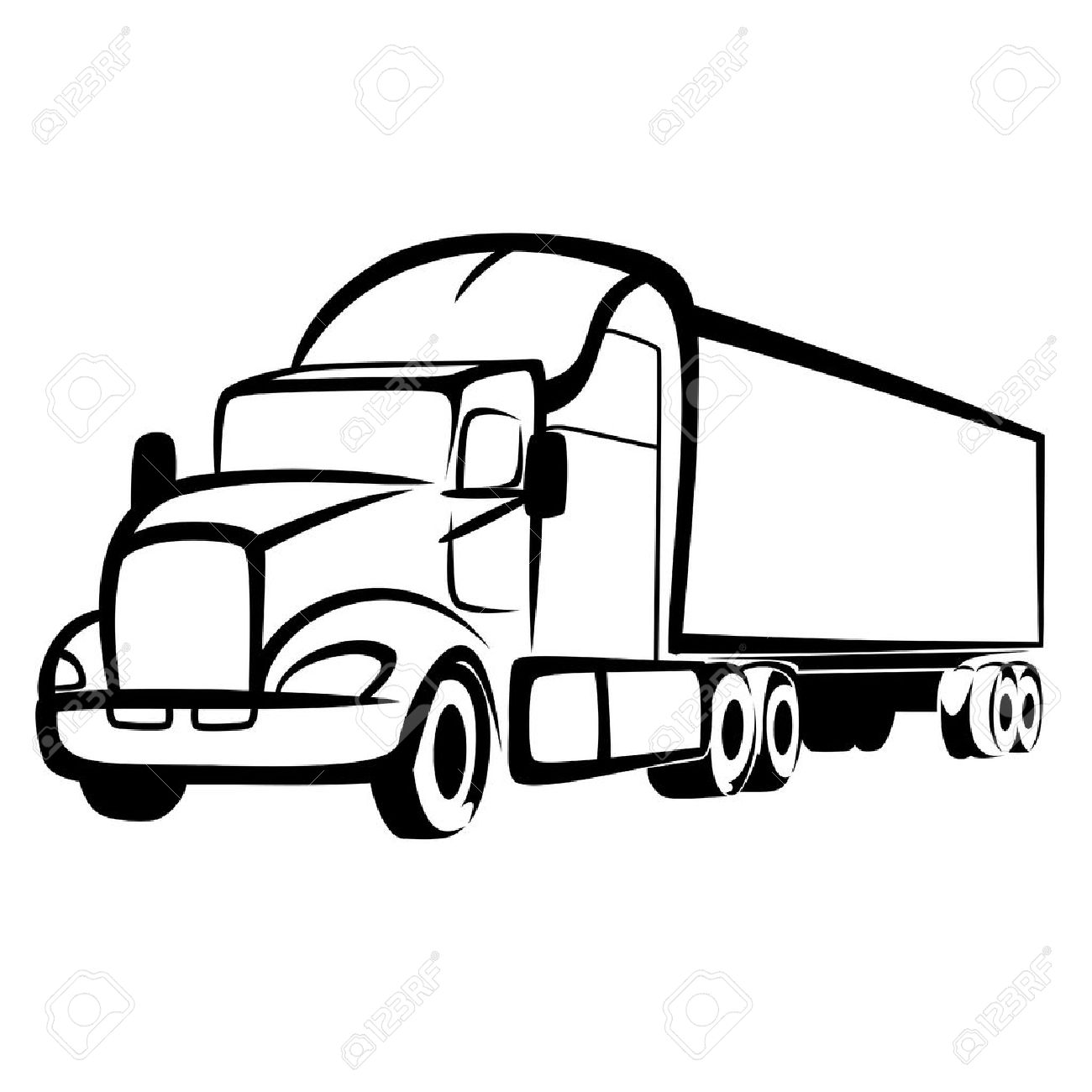 Semi Truck Clipart Black And White.