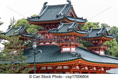 Stock Photography of Traditional Japanese architecture at Heian.