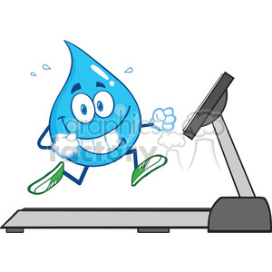 royalty free rf clipart illustration healthy water drop cartoon character  running on a treadmill vector illustration isolated on white . Royalty.