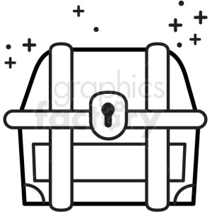 treasure chest with sparkles vector icon . Royalty.