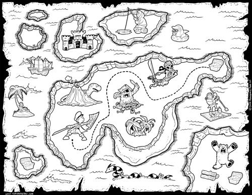 treasure map black and white.