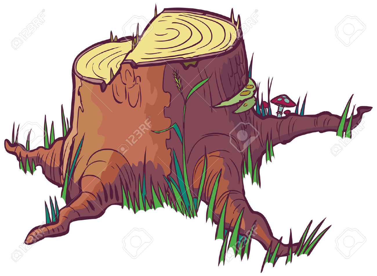 Vector Cartoon Clip Art Of A Tree Stump That Looks Like It Was.