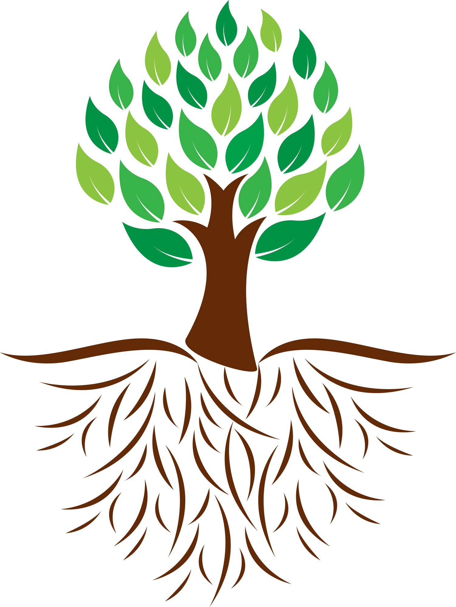 Tree clipart with roots.