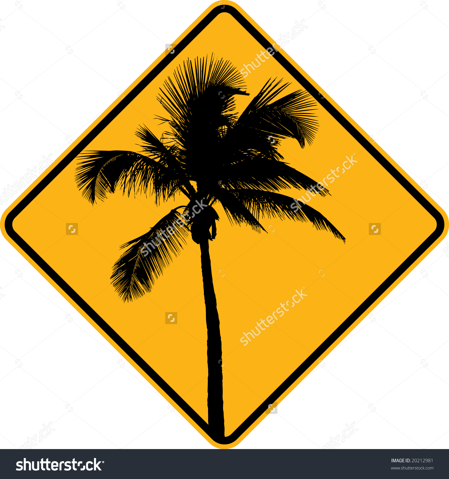 Palm Tree Sign Yellow Black Stock Vector 20212981.