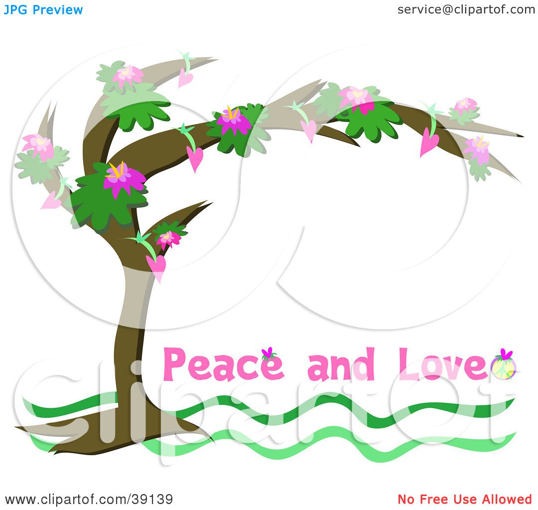 Clipart Illustration of a Flowering Tree Arching Over A White.