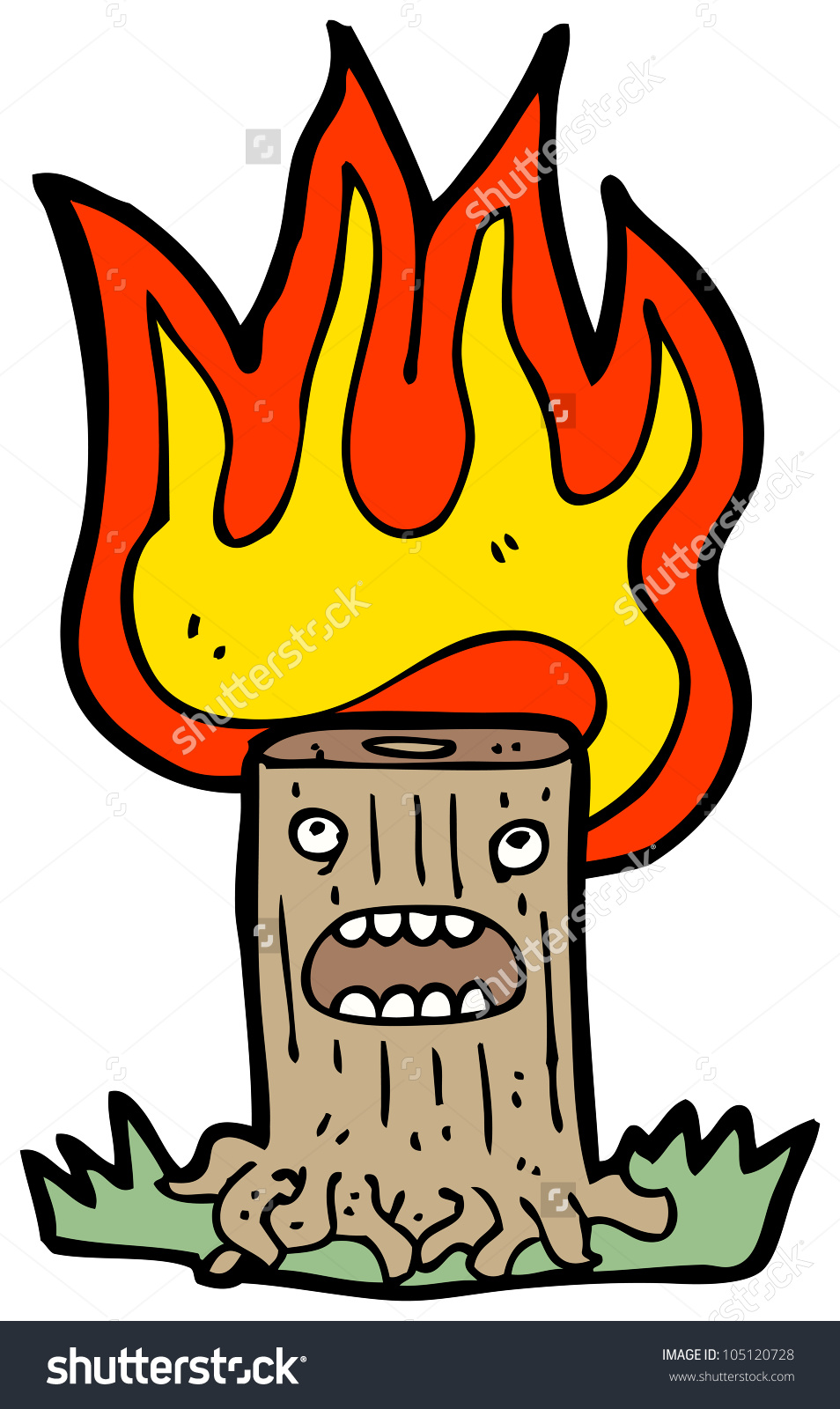 Burning tree clipart.