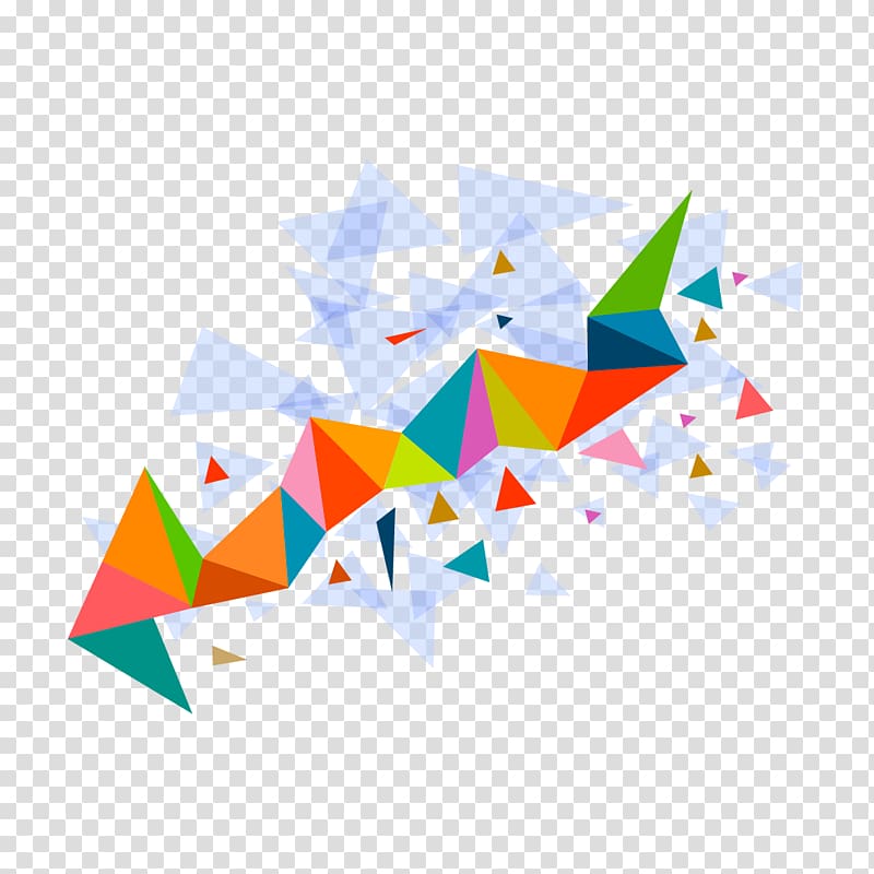 Color triangle, triangle mosaic pattern, multicolored.