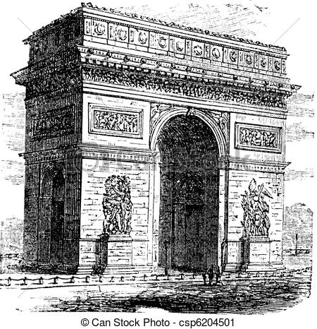 Vector Clip Art of Triumphal Arch or Arc de Triomphe, Paris.