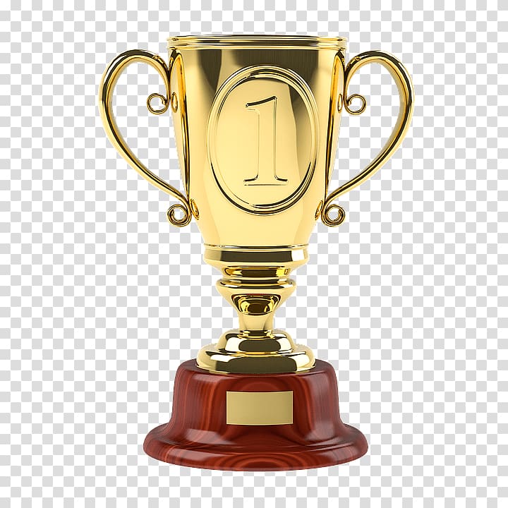 Gold trophy, Gold Cup First One transparent background PNG.